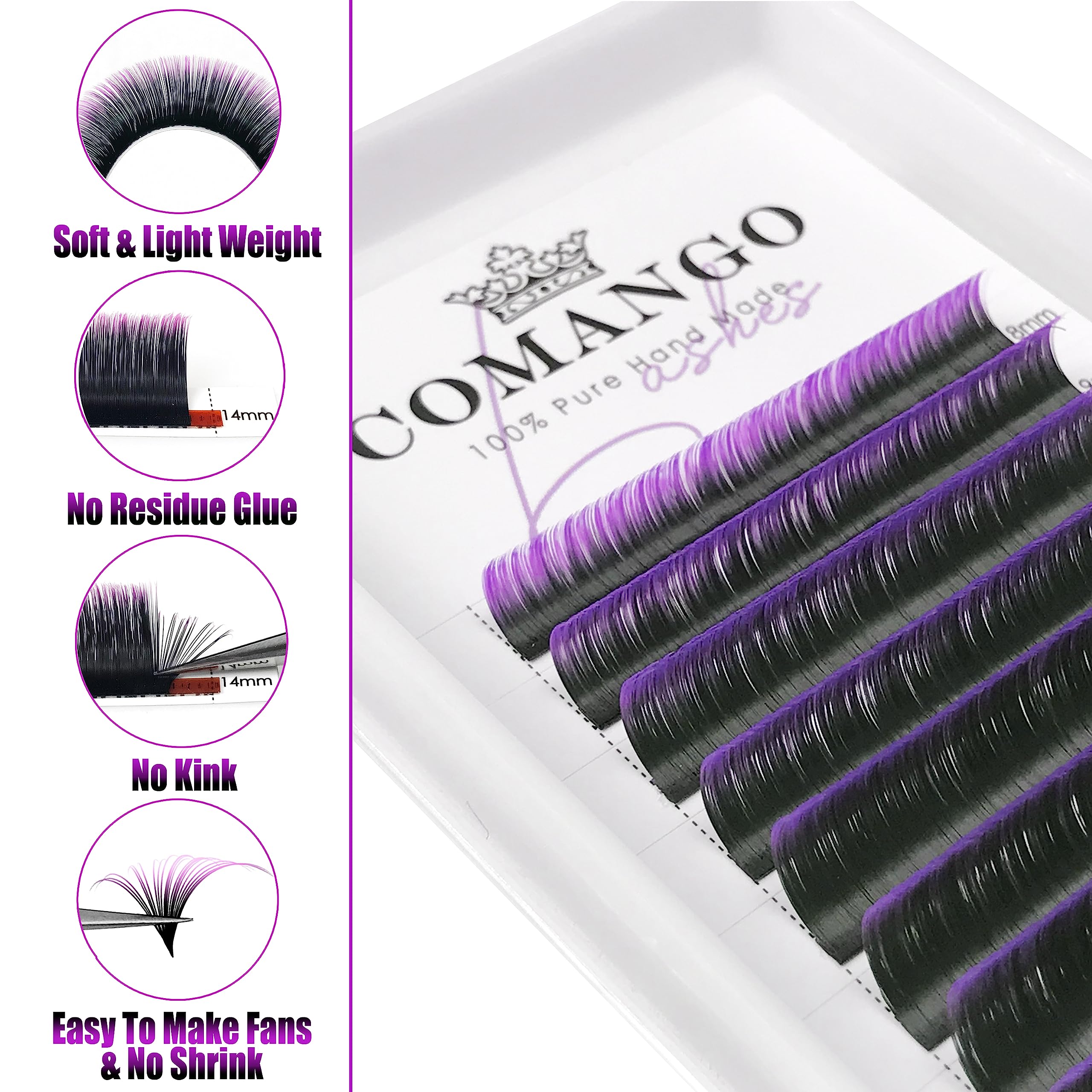 CoMango Ombre Pink easy fan lashes gradient for subtle drama
