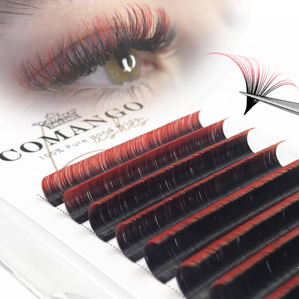 CoMango ombre colored lashes with a root-to-tip gradient for versatile eye accents.