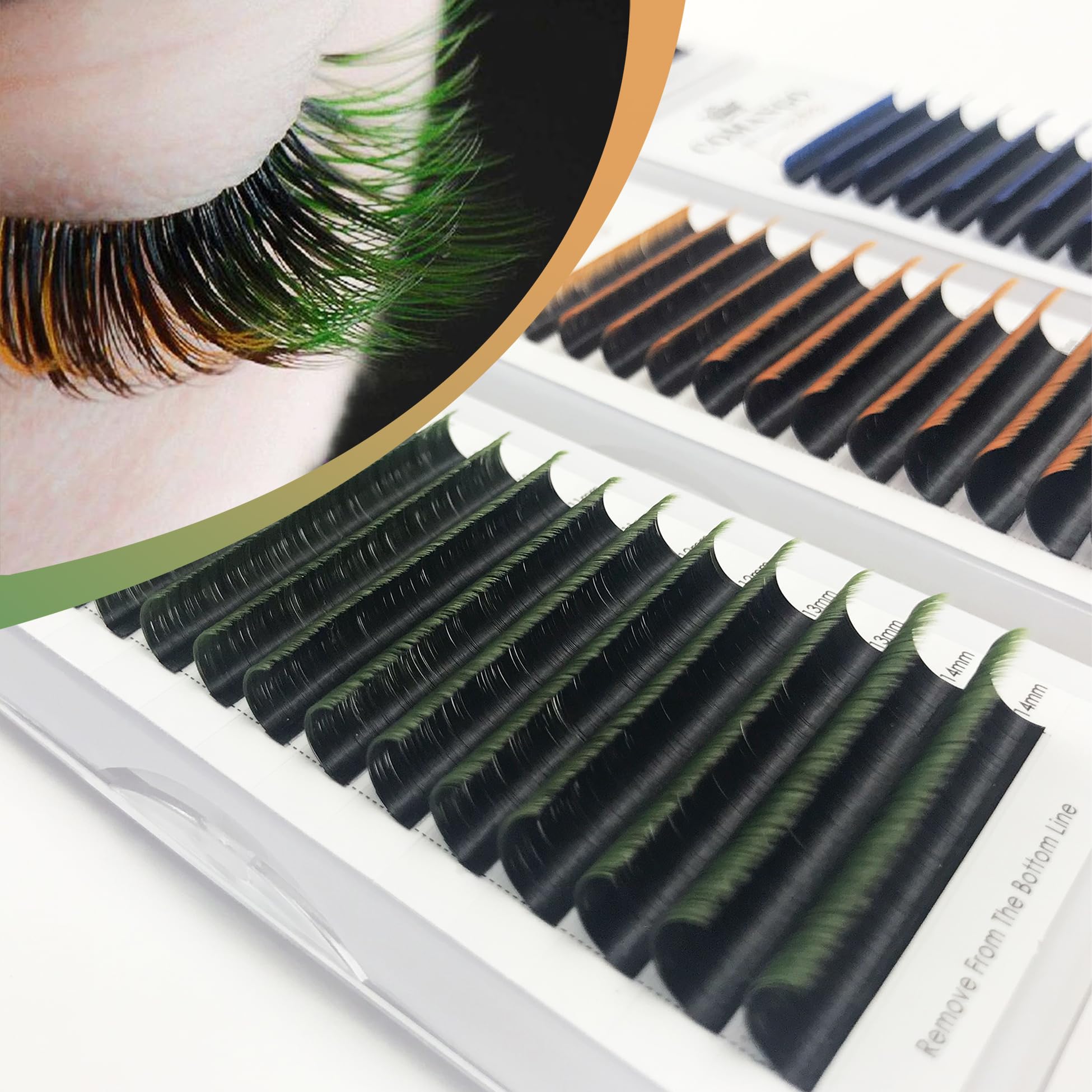 CoMango ombre-green lashes with soft matte finish for refined look