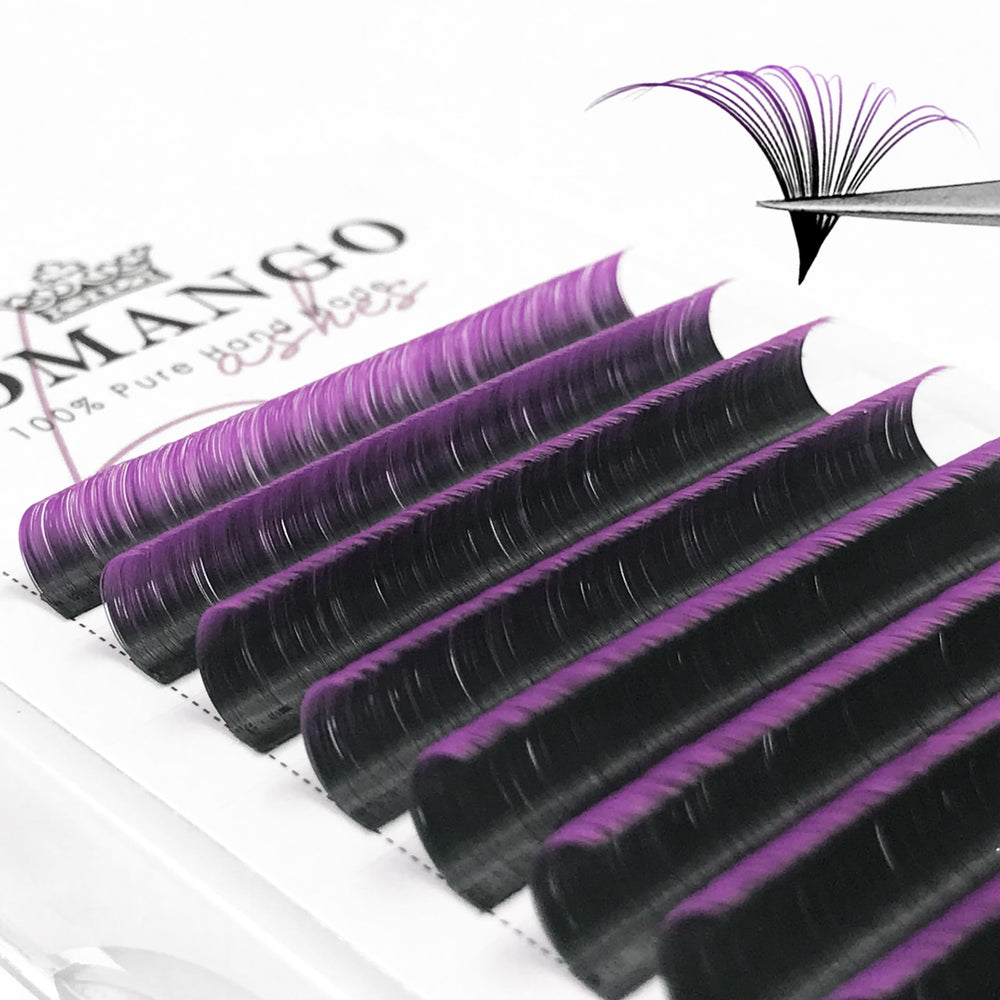 CoMango Ombre Purple lash extensions with root-to-tip gradient for a subtle color pop