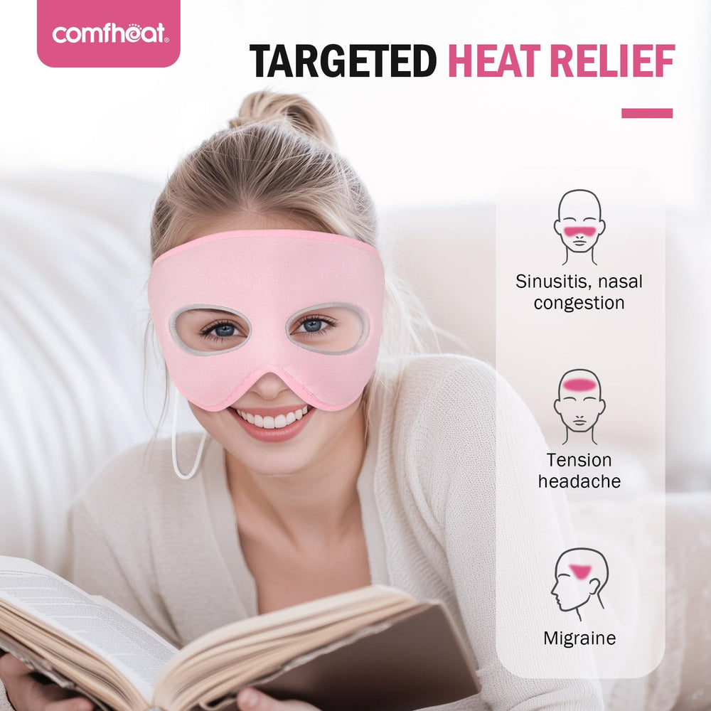 Comfheat sinus relief mask three heat settings for personalized warmth