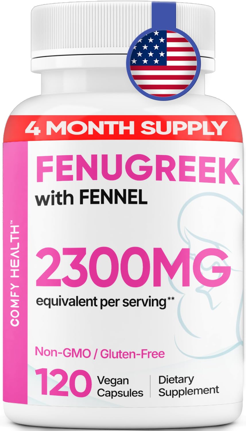Front of Comfy Health Fenugreek capsules with fennel packaging
