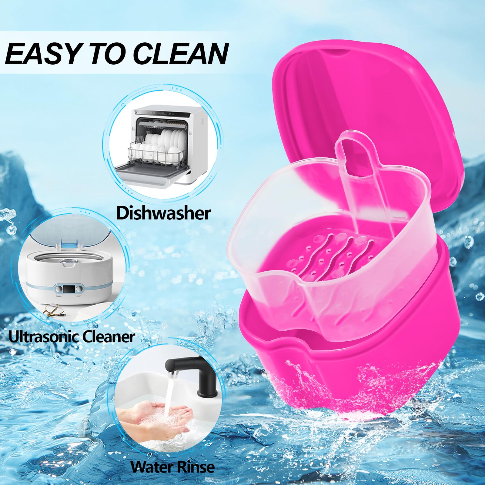 Compact portable denture case for travel