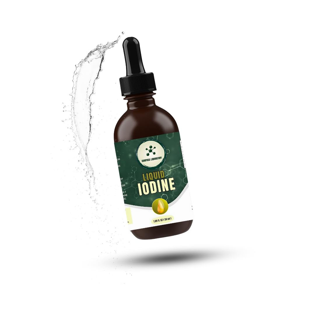 Compass Laboratory Iodine Liquid Drops bottle with label showing 50ml, 250mcg per serving