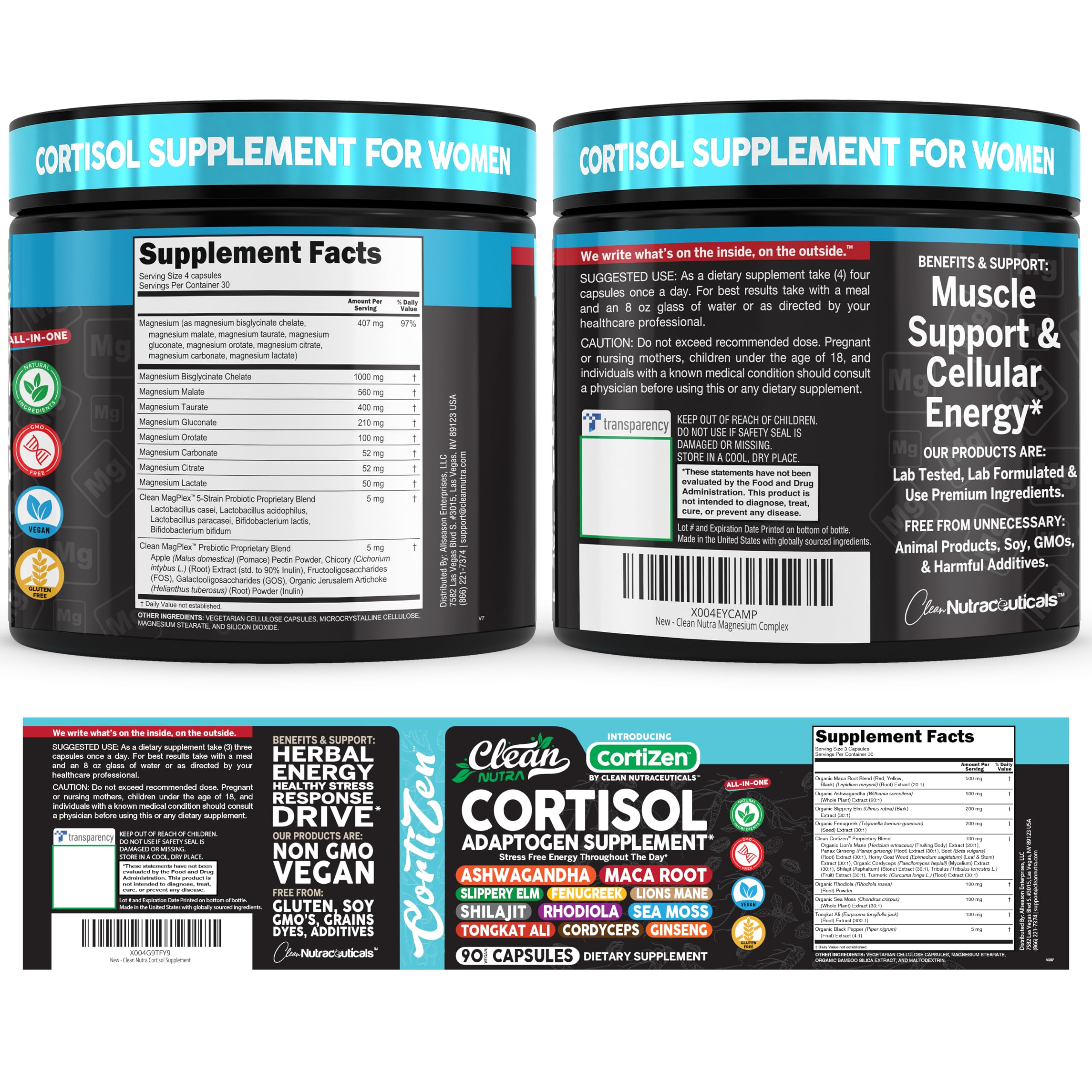 Complete cortisol support product packaging and label
