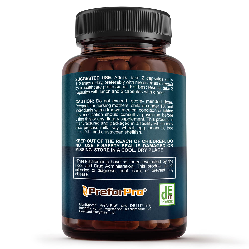 Complete gut health concept showing probiotics, prebiotics, postbiotics and enzymes