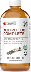 Complete Natural Products Acid Reflux Complete bottle shows organic formula for potential heartburn relief
