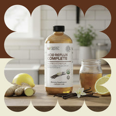 Complete Natural Products Acid Reflux Complete bottle highlights easy to take liquid taste