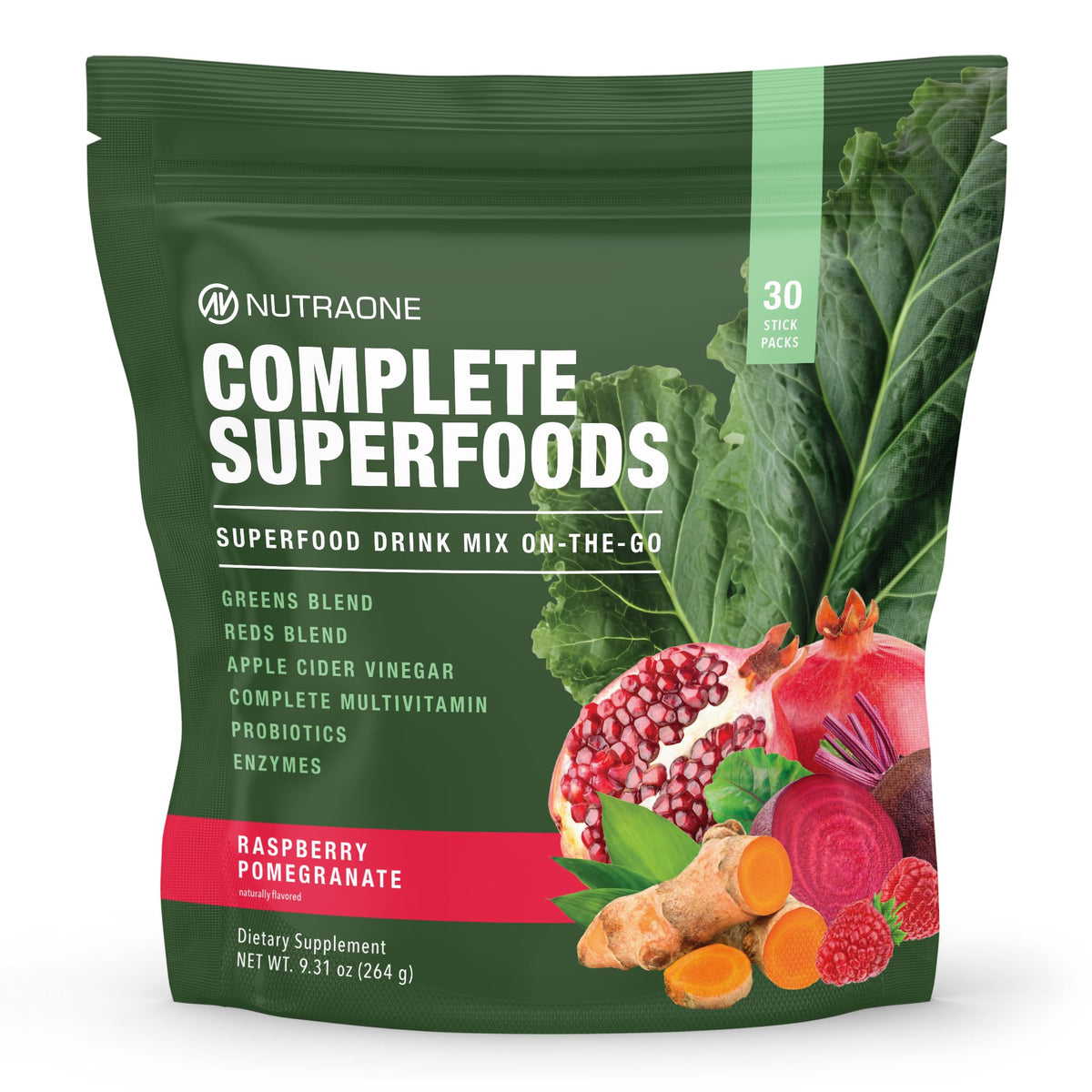 Complete Superfoods container with Raspberry Pomegranate sticks