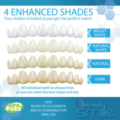 Assorted tooth shapes and shade options included in the Deluxe Pack.