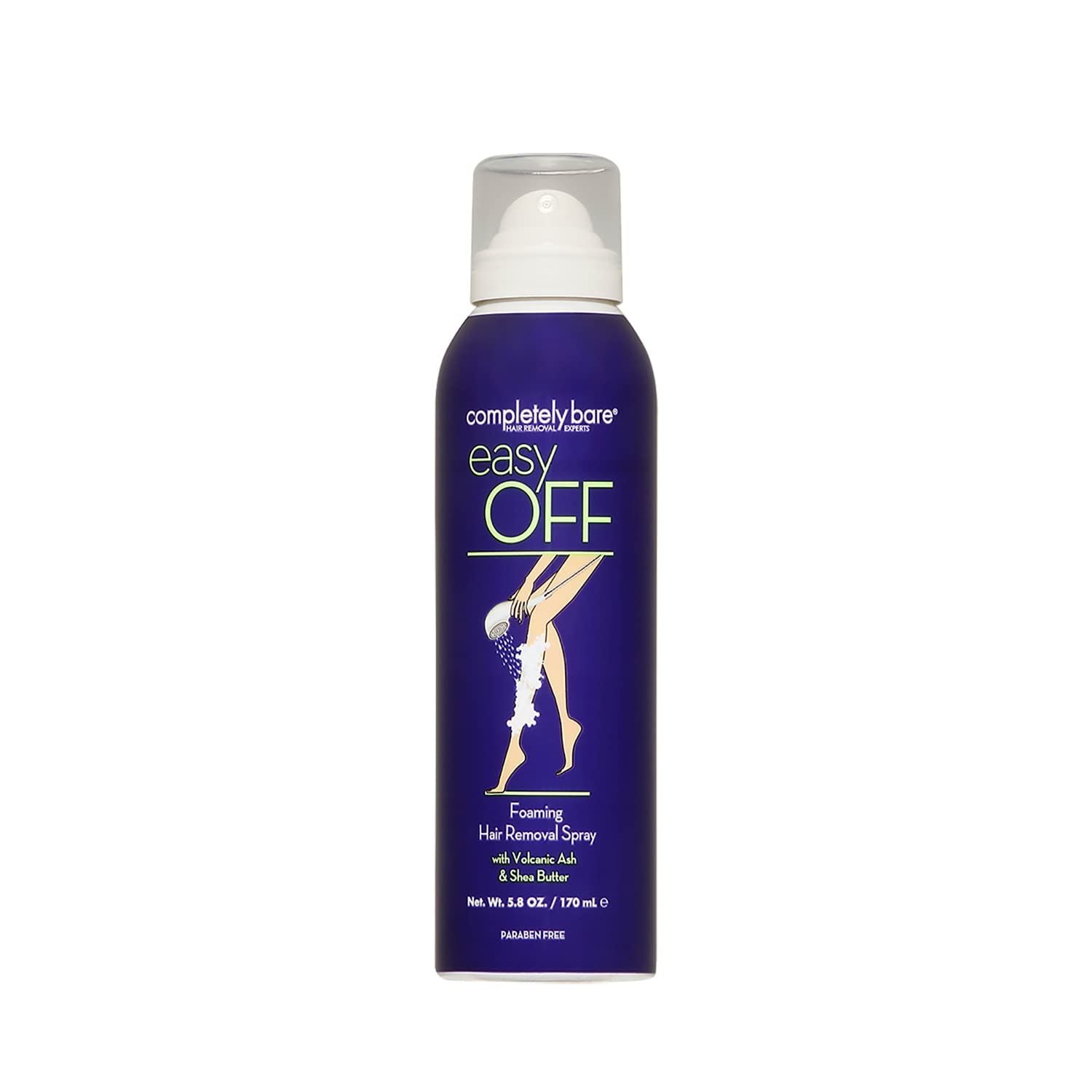 Completely Bare Easy OFF bottle close-up showing at-home hair removal packaging