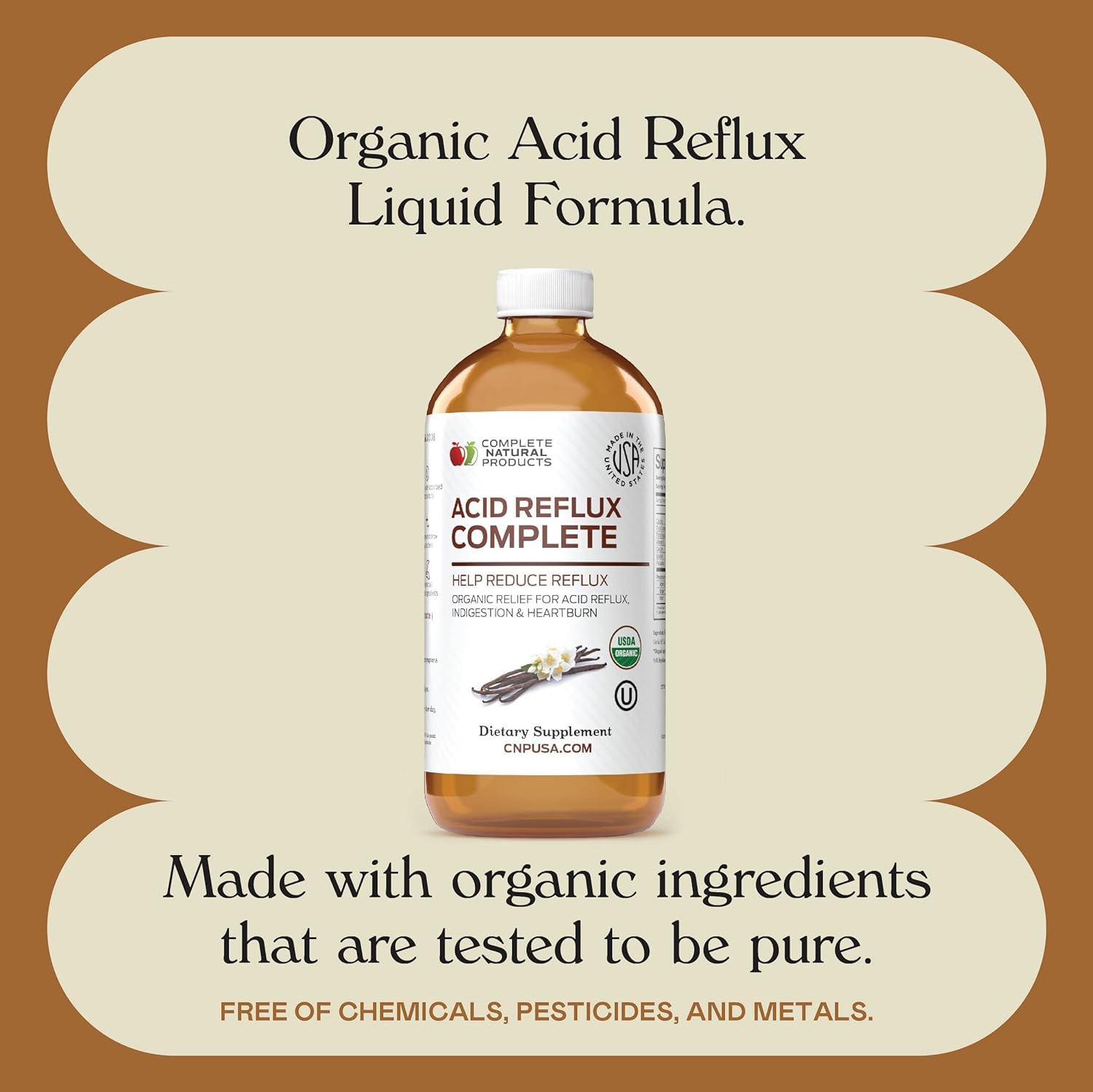 Complete Natural Products Kosher certification label highlights trusted, clean ingredients.