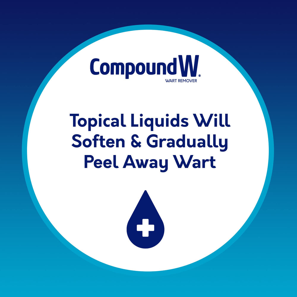 Compound W fast-acting liquid with precision-tip applicator for targeted wart treatment.