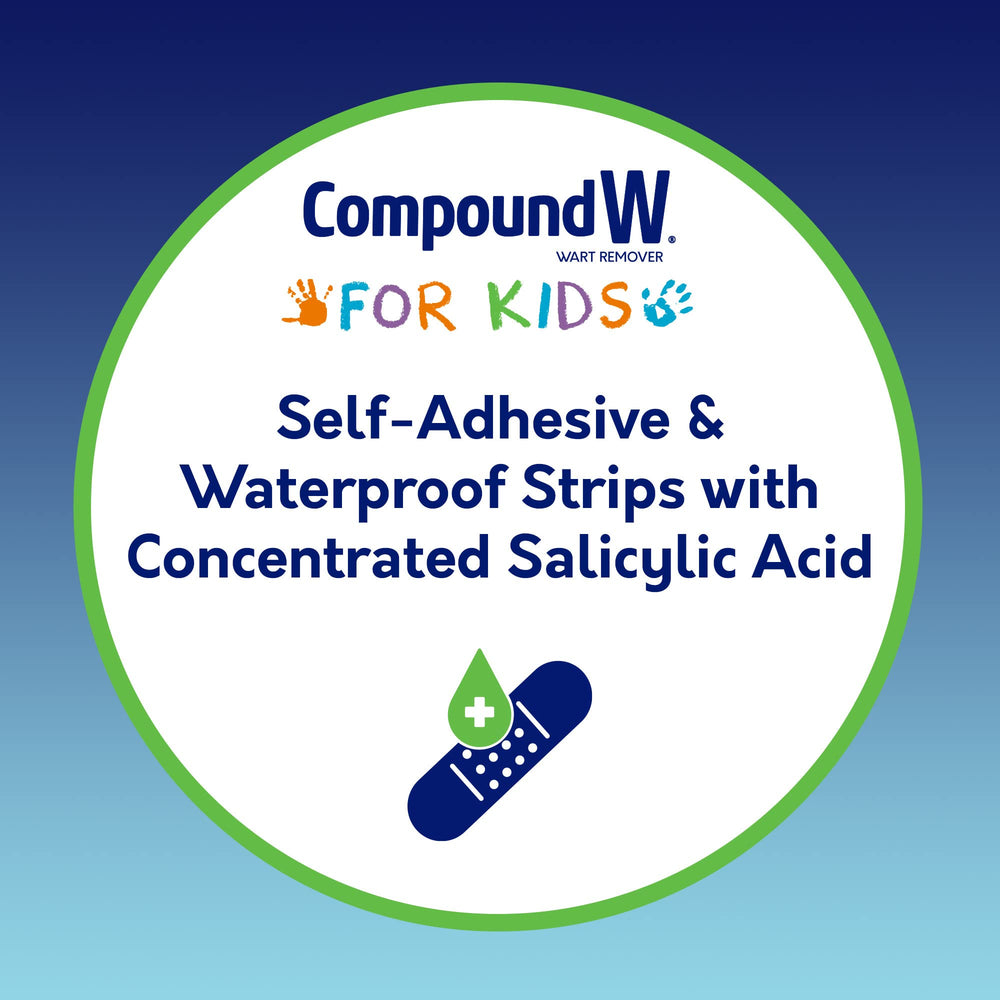 Compound W Kids Wart Remover packaging highlights two step approach and kid friendly design.