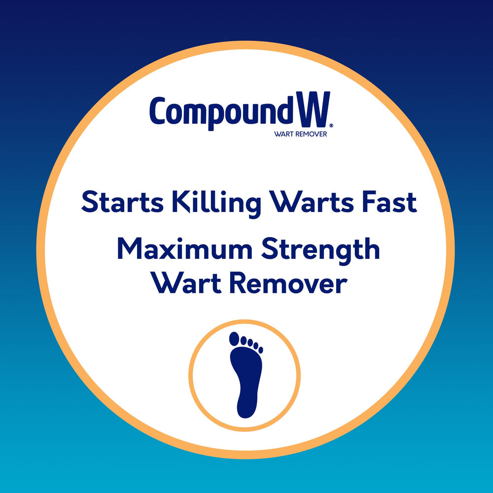 Compound W cushion pad close-up highlights comfortable protection and treatment for plantar warts.