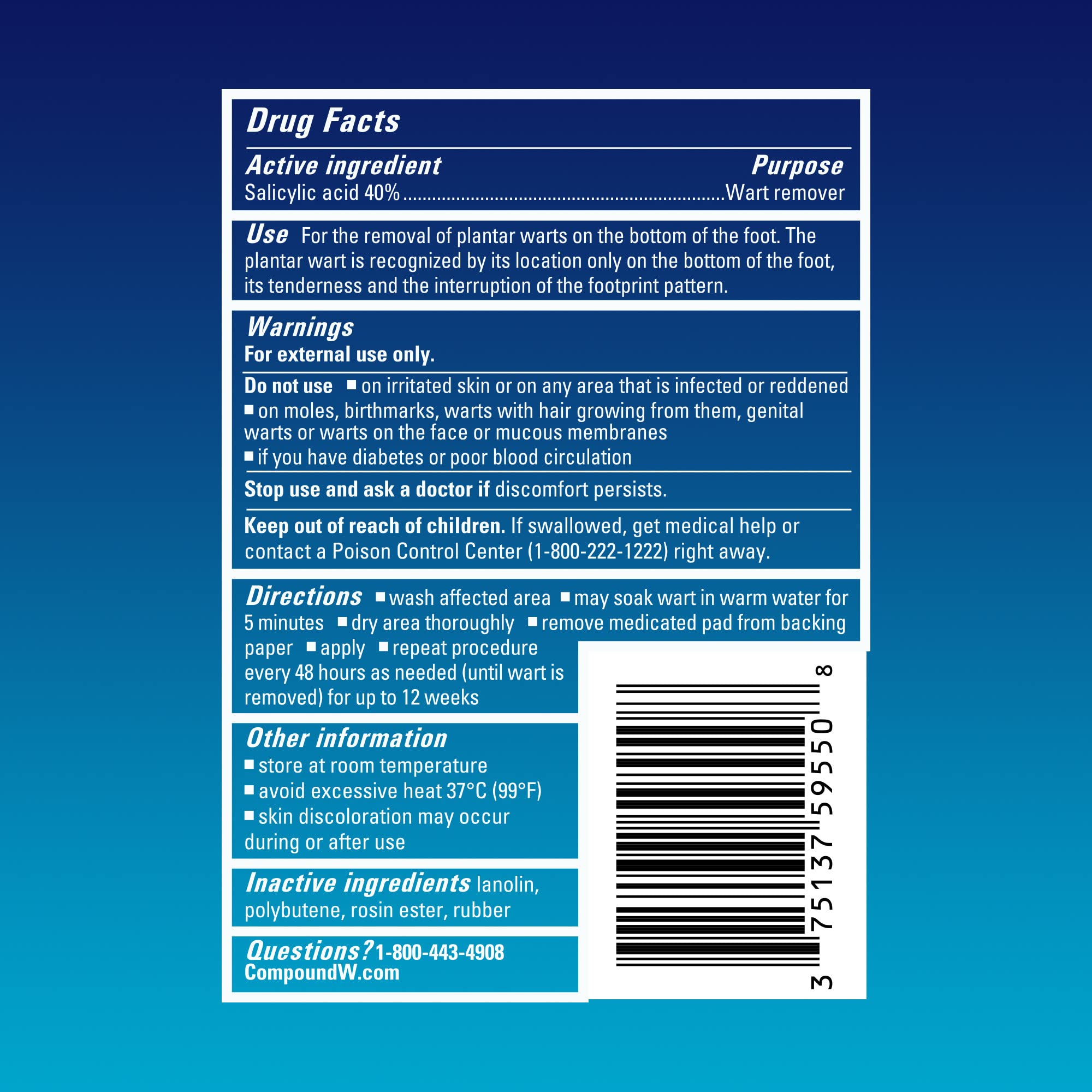 Compound W pads provide protective concealment during daily activities.