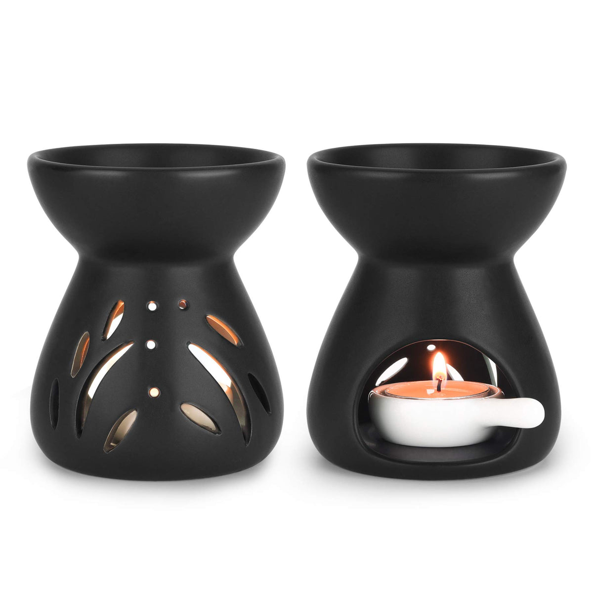 ComSaf Essential Oil Burner Set of 2 in black ceramic
