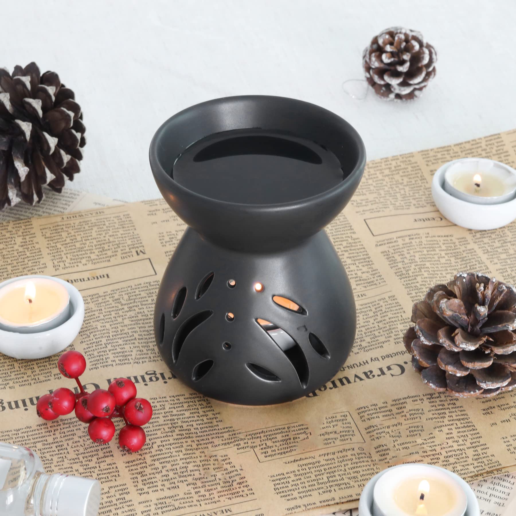 Hollow-out design allowing tealight light to shine through