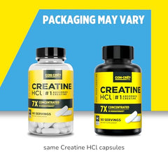Angle view of CON-CRET Creatine HCl capsules pouring from bottle