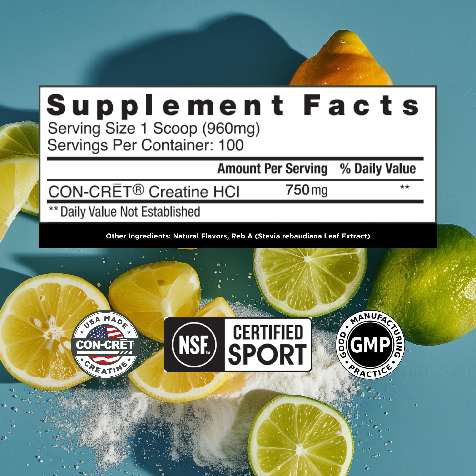 Scoop dispensing CON-CRET Creatine HCl powder