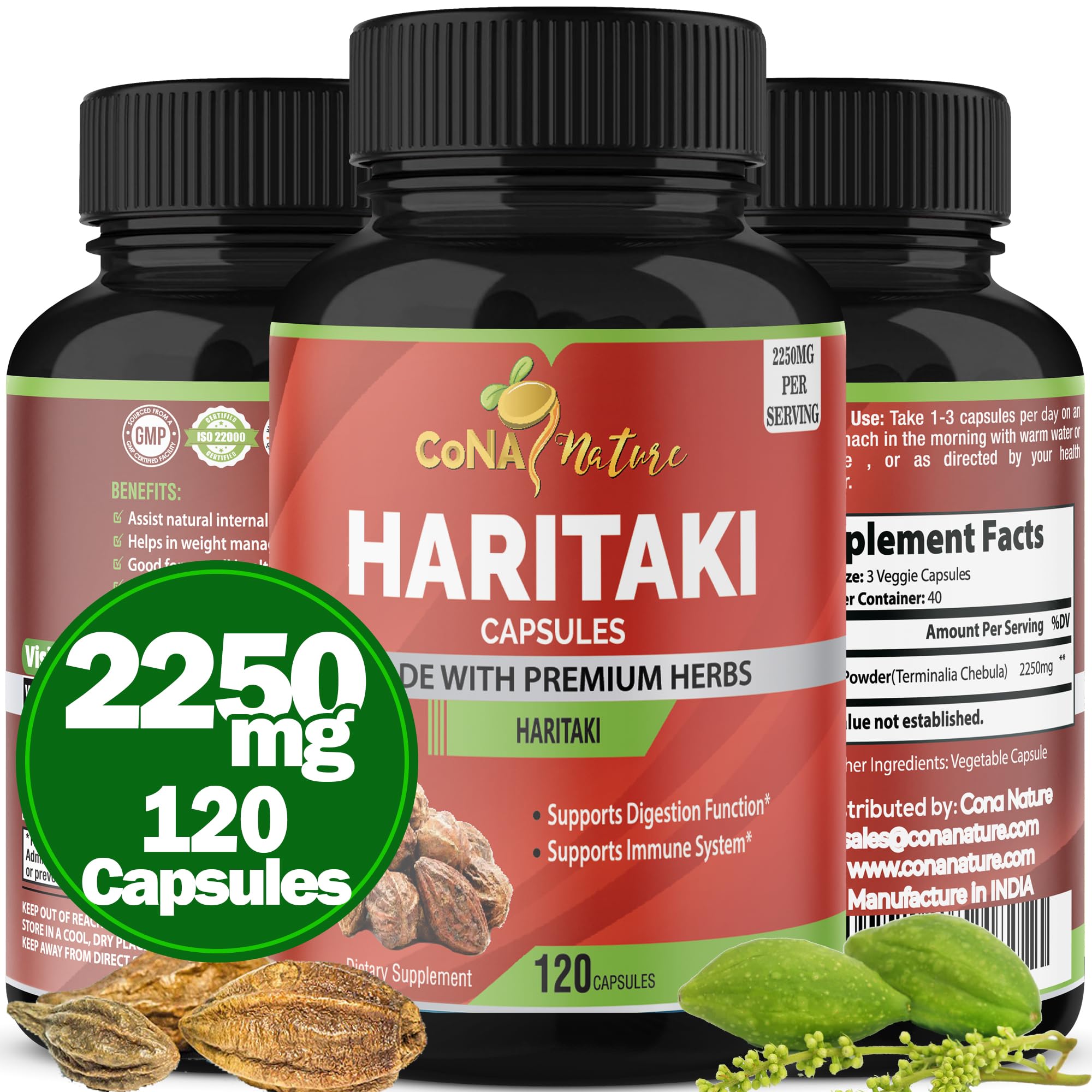 Bottle of Cona Nature Haritaki Capsules 120-count