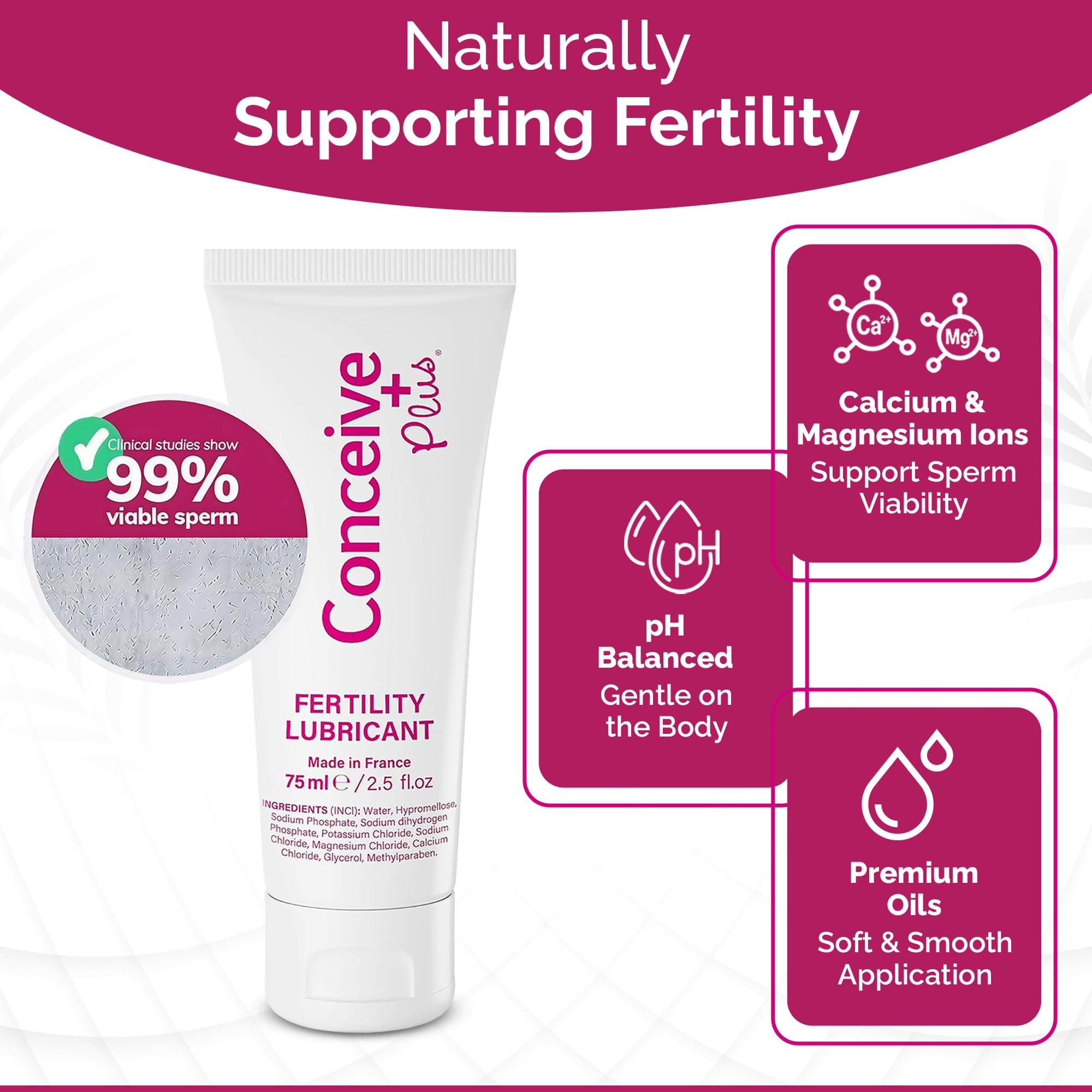 Conceive Plus texture close-up of thicker stay-put formula resembling natural lubrication.