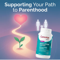 120-capsule Conceive Plus Ovulation Support packaging on white