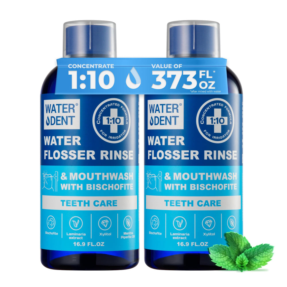 Concentrated mint water flosser rinse bottle 16.9 fl oz ready-to-use 1:10 concentrate