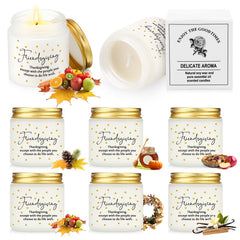 Conelist 6-piece Thanksgiving candle set in white 3.5 oz glass jars