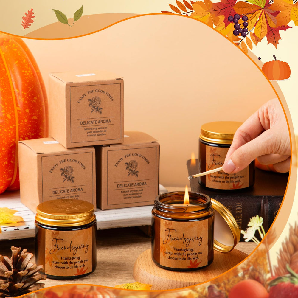 Label on autumn scented candle with uplifting message