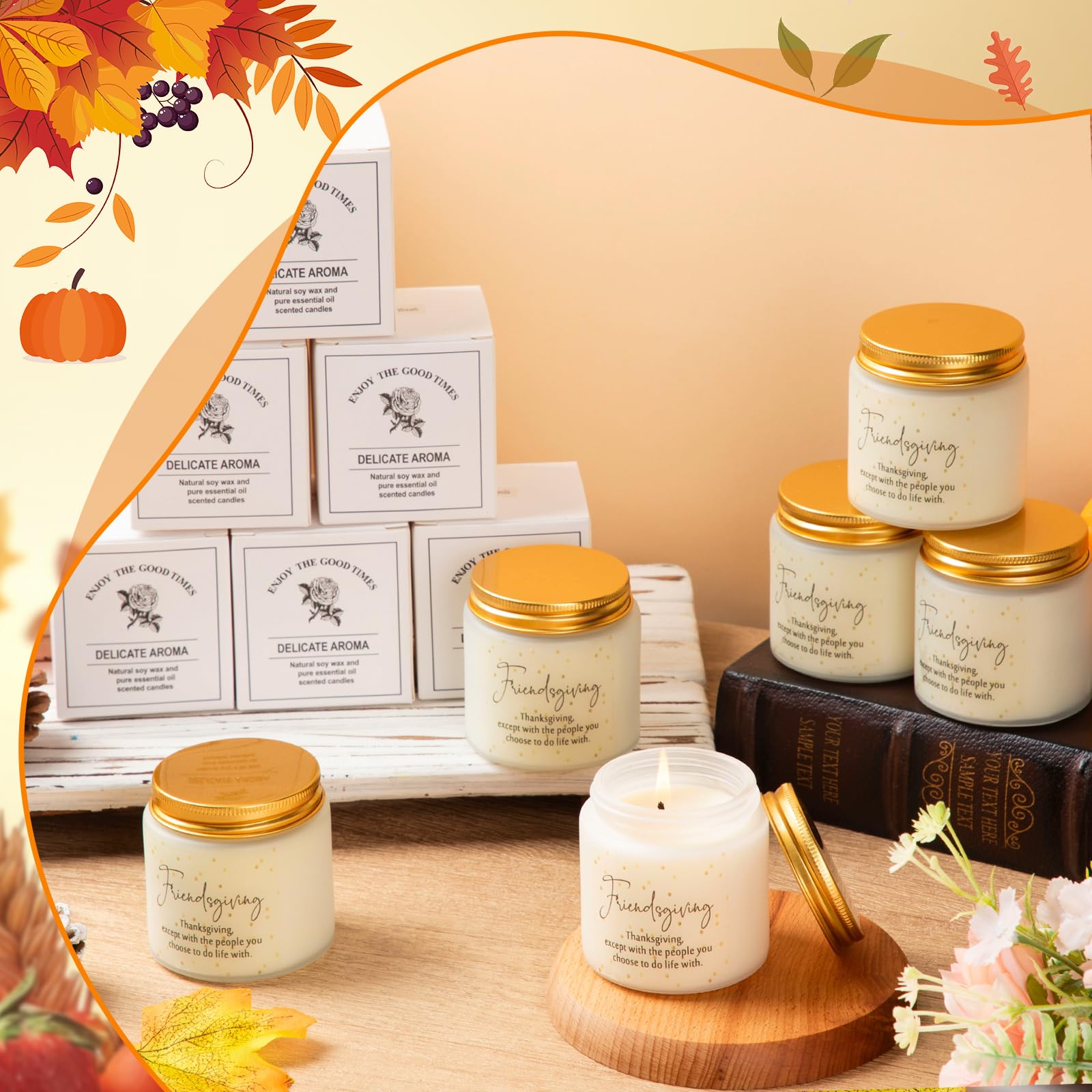 Cozy autumn ambiance with fall-scented candles