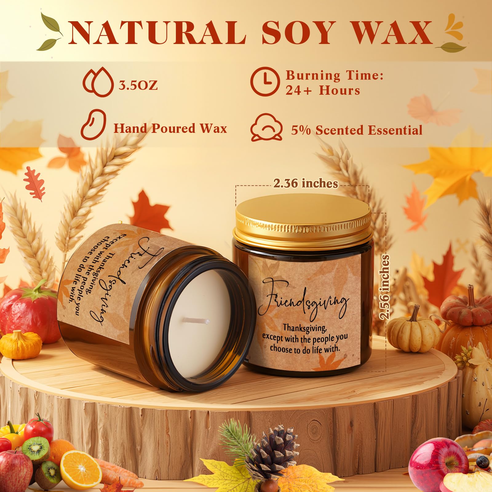 Autumn Thanksgiving candle collection in amber jars