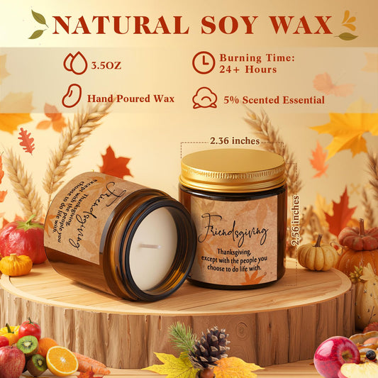 Autumn Thanksgiving candle collection in amber jars