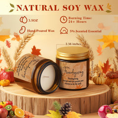 Autumn Thanksgiving candle collection in amber jars