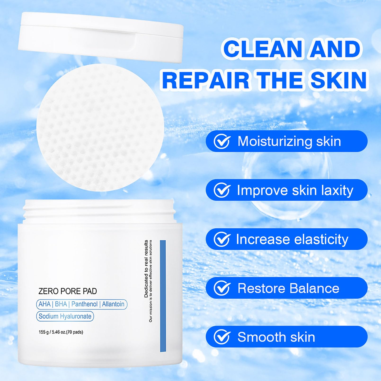 ConfidMiss toner pads close-up showing texture and exfoliating action