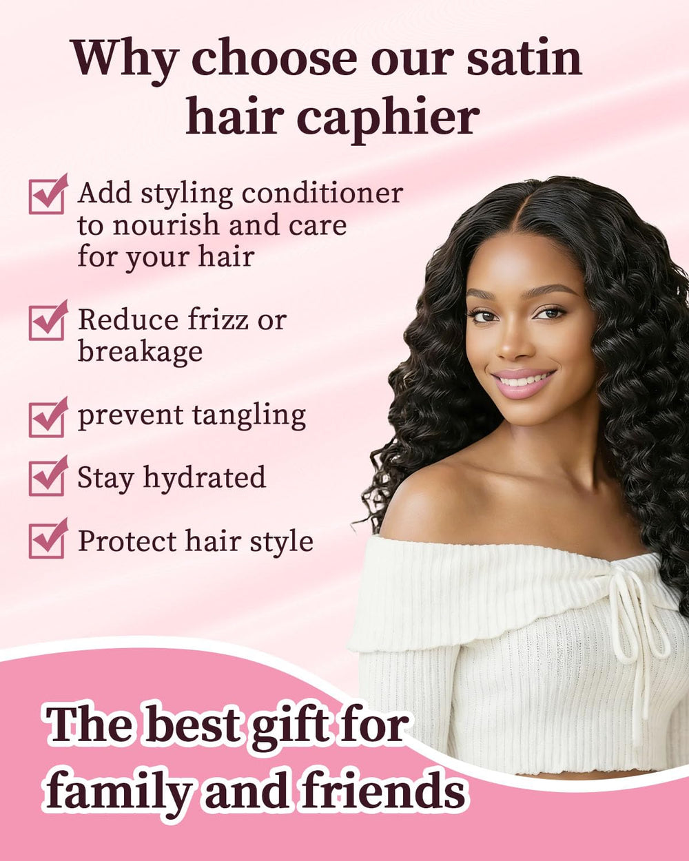 Confvrter bonnet protects edges and reduces tangles during workouts.