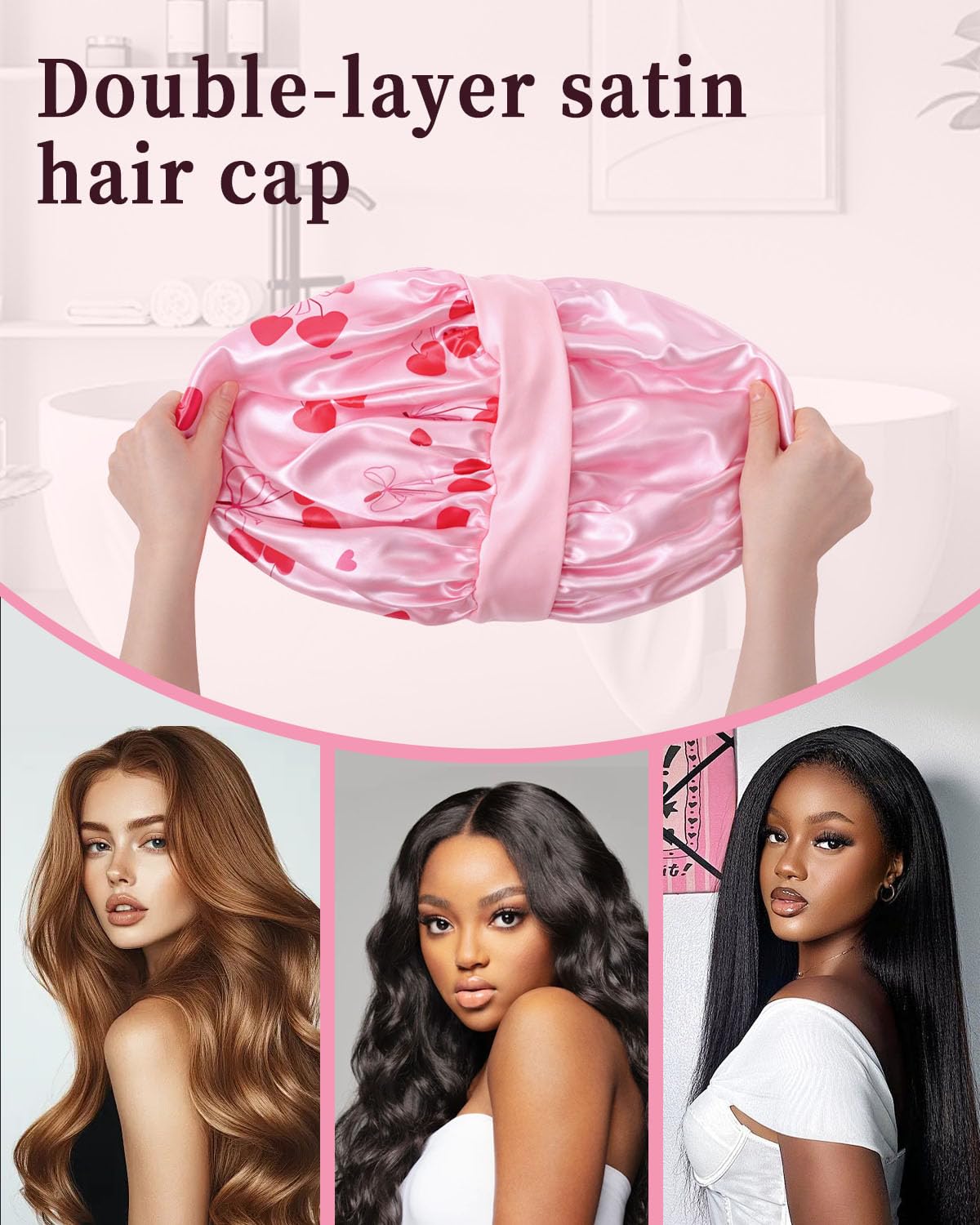Confvrter double-layer satin bonnet delivers extra protection for curls overnight.