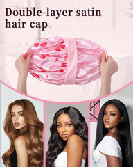 Confvrter double-layer satin bonnet delivers extra protection for curls overnight.