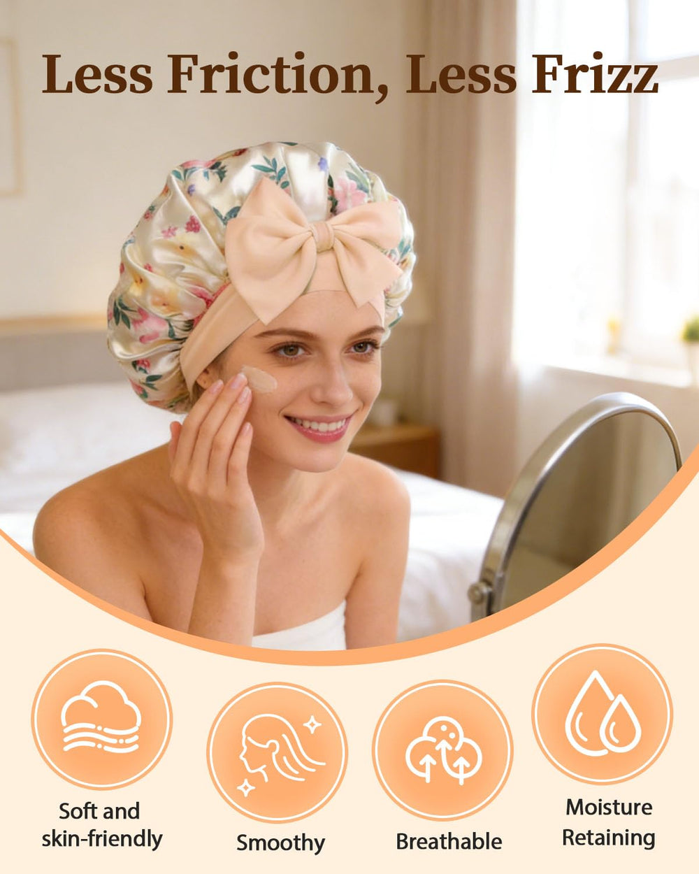 Confvrter Silk Bonnet double-layer-satin protects hairstyles overnight