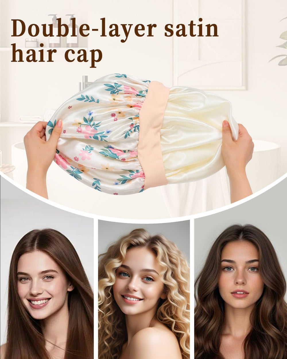 Confvrter Silk Bonnet flower-pattern-print adds stylish bedtime flair