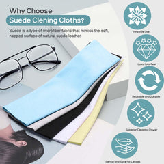 60-pack suede microfiber cleaning cloths arranged by color for eyeglasses