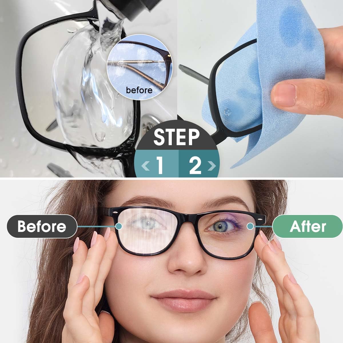 Lint-free, safe cleaning cloths for eyeglasses and sunglasses