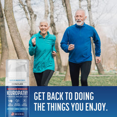 Conquer Neuropathy Cream application on forearm shows quick absorption.