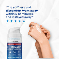 Conquer Neuropathy Cream cooling effect from menthol provides instant chill.