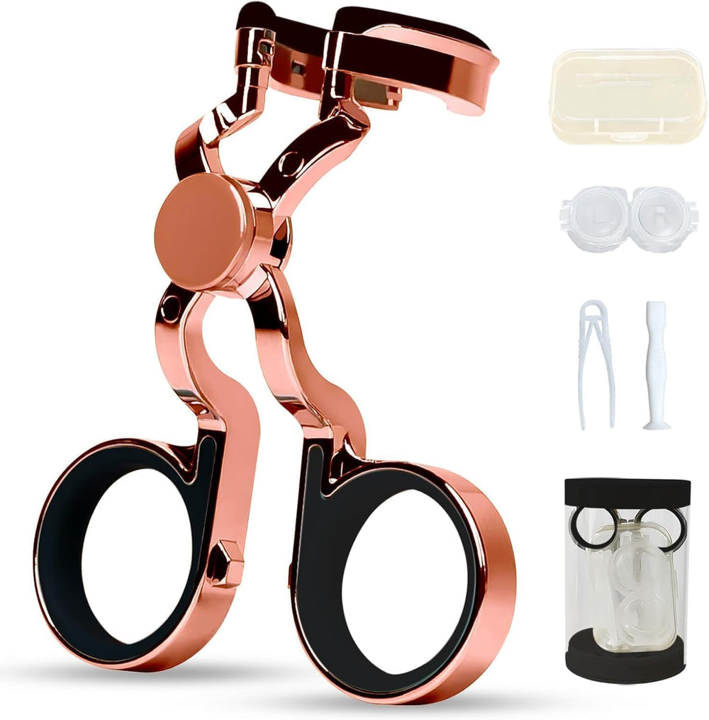 Rose gold contact lens applicator tool - front view