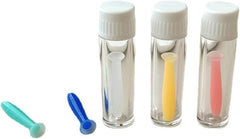 Ergonomic blue contact lens applicator tool in hand