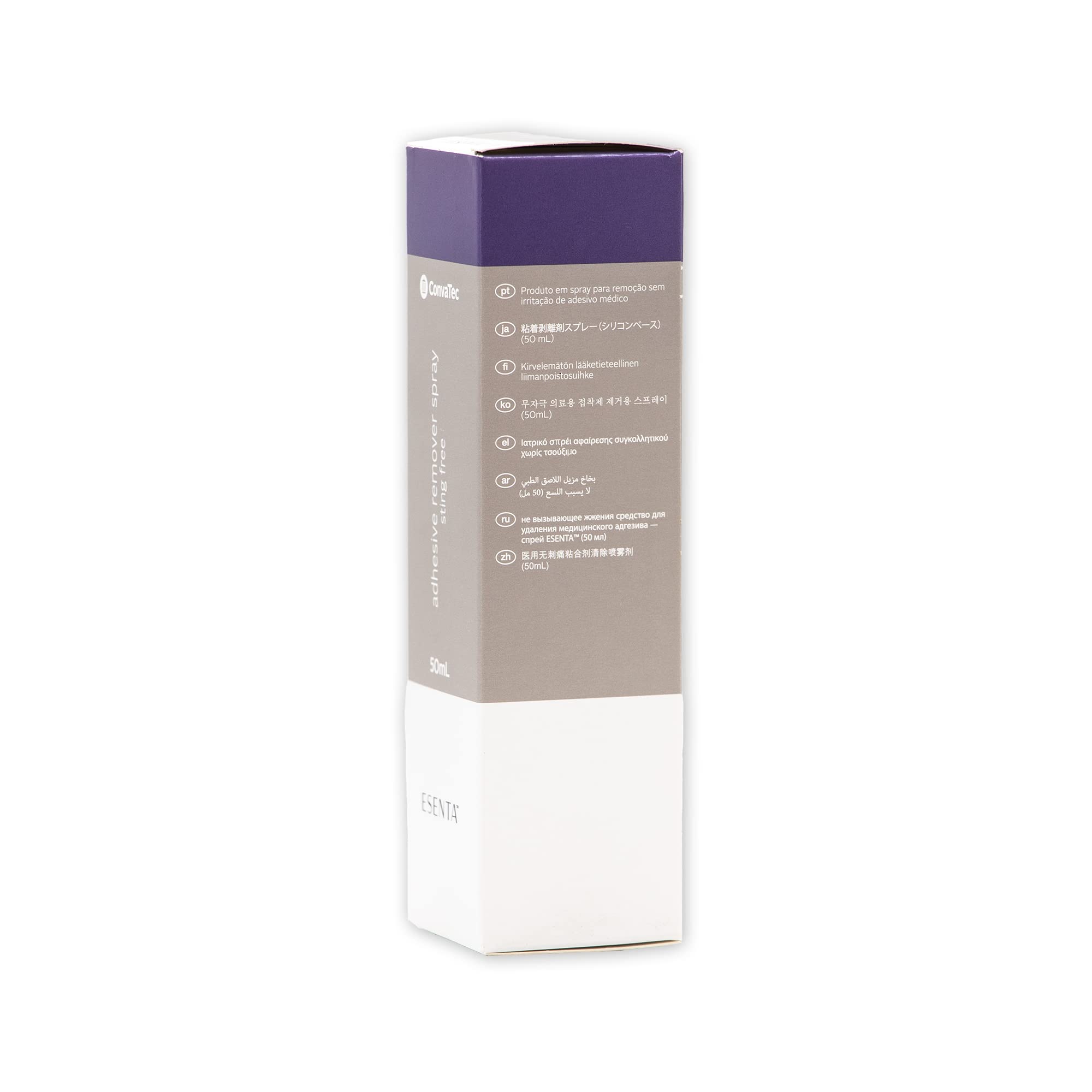 ConvaTec ESENTA silicone-based remover front view emphasizes skin-friendly design.