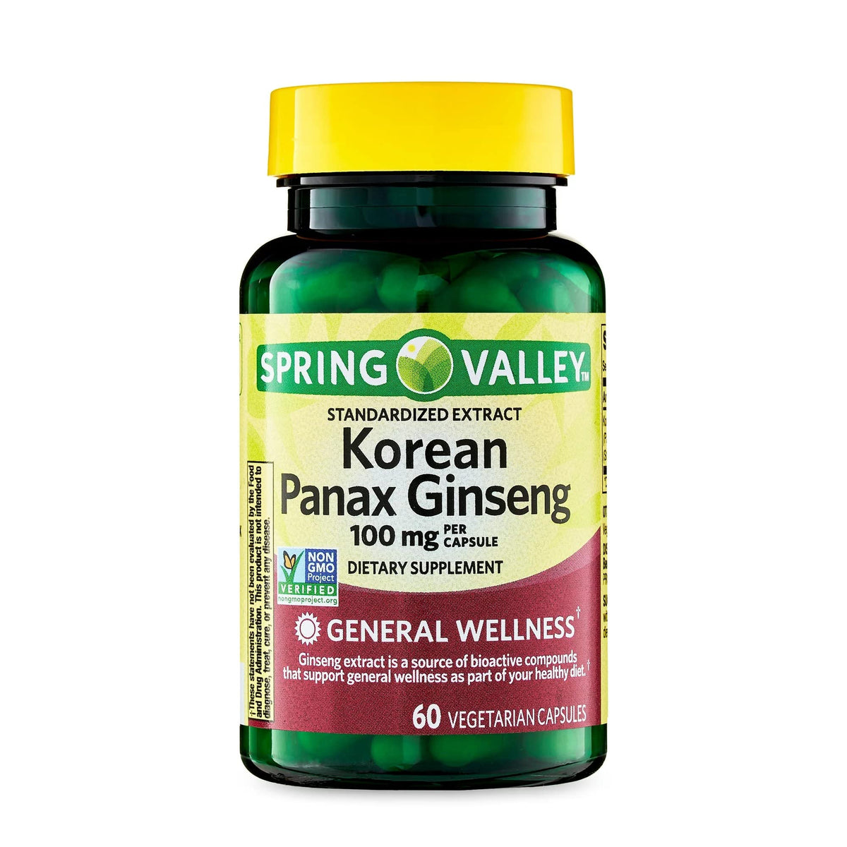 Bottle of Convergence Korean Panax Ginseng Vegetarian Capsules, 100 mg, 60 count