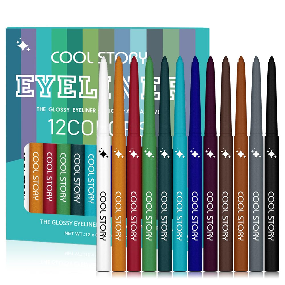 Cool Story 12-color glossy eyeliner collection for versatile daily looks.