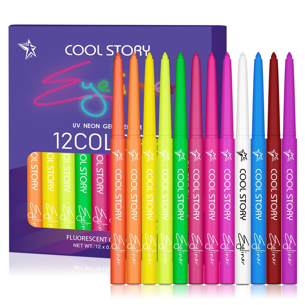 Cool Story Neon Eyeliner Set packaging front showing 12 colors.